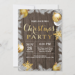 Invitation à la fête de Noël Rustique et Or