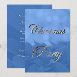 Invitation à la fête de Noël Silver Blue Poinsetti