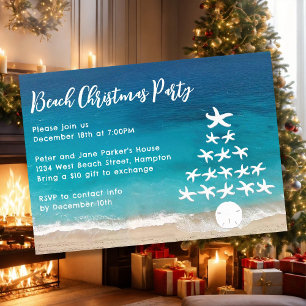 Invitation à la fête de Noël sur la plage de l'arb