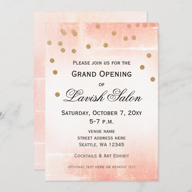 Invitation à la fête de Peach Pink (Devant / Derrière)