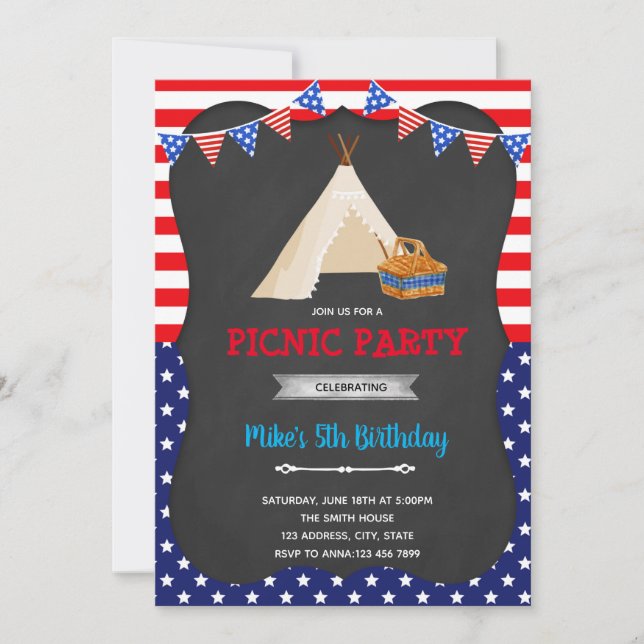 Invitation à la fête de pique-nique du 4 juillet (Devant)