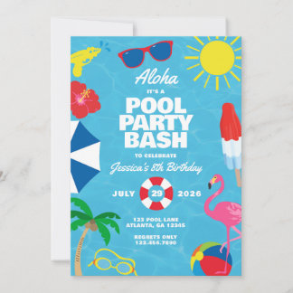 Invitation à la fête de piscine Luau