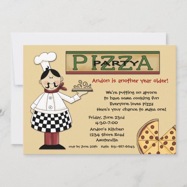 Invitation à la fête de Pizza (Devant)