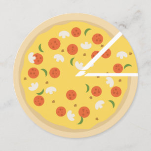 Invitation à la fête de pizza ronde d'anniversaire