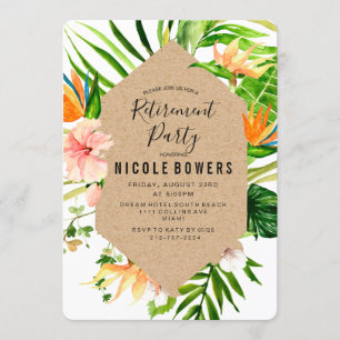 Invitation à la fête de retraite Florale Tropicale