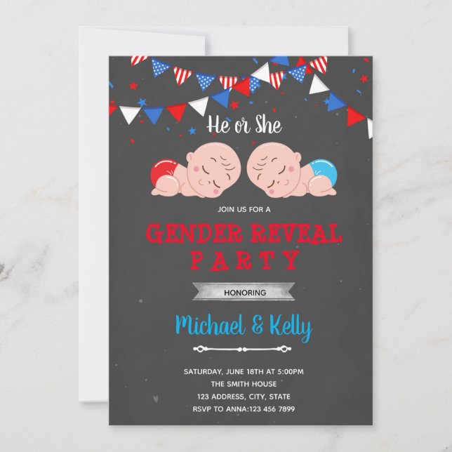 Invitation à la fête de révélation du sexe le 4 ju (Devant)