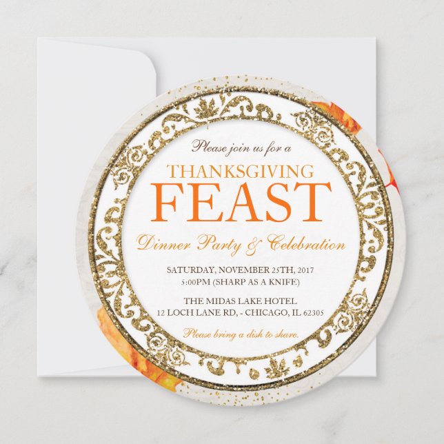 Invitation à la fête de Thanksgiving (Devant)