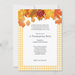Invitation à la fête de Thanksgiving Plaid Picnic