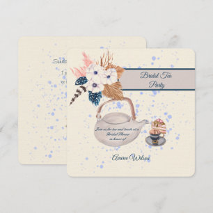 Invitation à la fête de thé nuptiale marine et cor