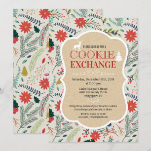 Invitation à la fête d'échange de biscuits de Noël