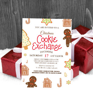 Invitation à la fête d'échange de biscuits de Noël