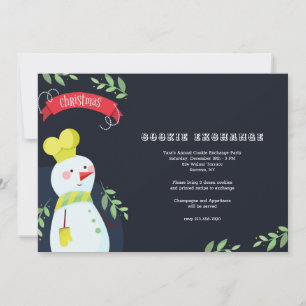 Invitation à la fête d'échange de biscuits Snowman