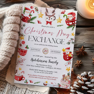 Invitation à la fête d'échange de mugs de Noël