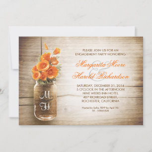 invitation à la fête d'engagement de mason jar