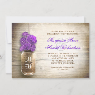 invitation à la fête d'engagement de mason jar