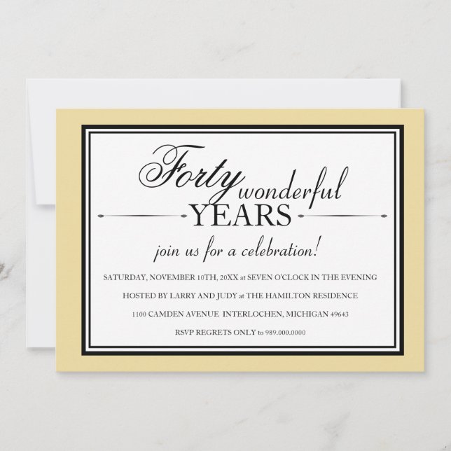 Invitation à la fête des 40 ans (Devant)