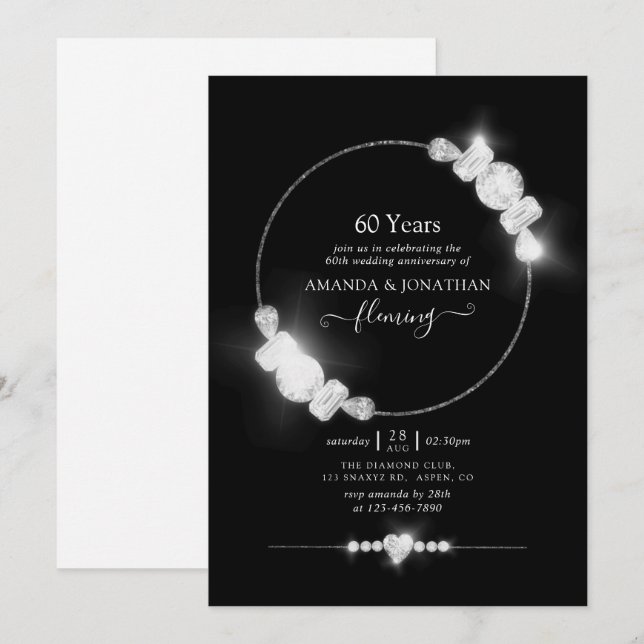 Invitation à la fête des 60 ans de mariage de diam (Devant / Derrière)