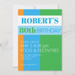 Invitation à la fête des 80 ans d'un homme
