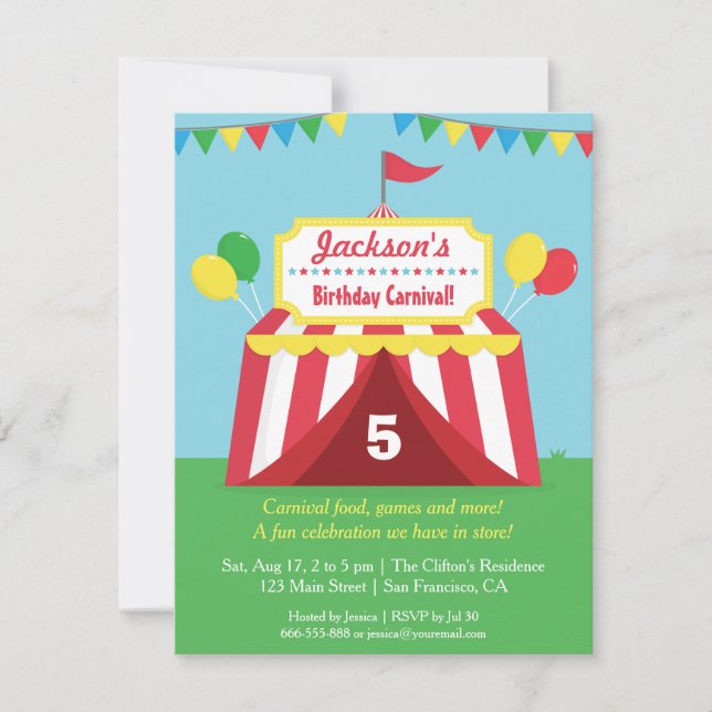Invitation à la fête des Anniversaires de enfants  (Devant)