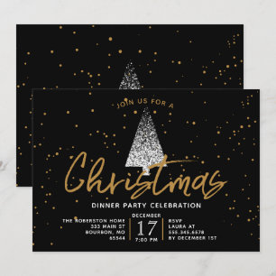 Invitation à la fête des arbres de Noël blanc mode