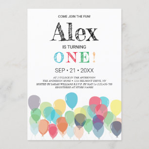 Invitation à la fête des ballons d'anniversaire
