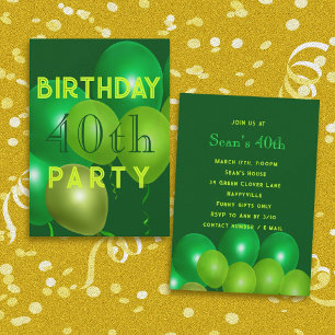 Invitation à la fête des ballons verts pour l'anni