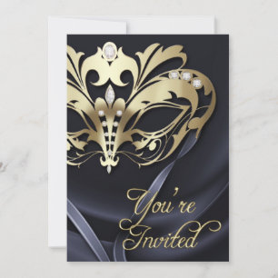 Invitation à la fête des bijoux en or mascarade
