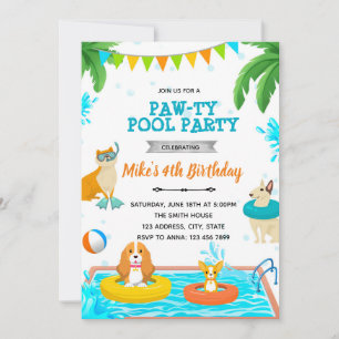 Invitation à la fête des chiots dans la piscine