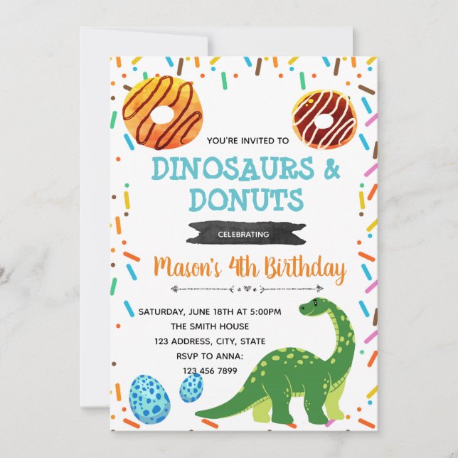 Invitation à la fête des dinosaures de Donut (Devant)