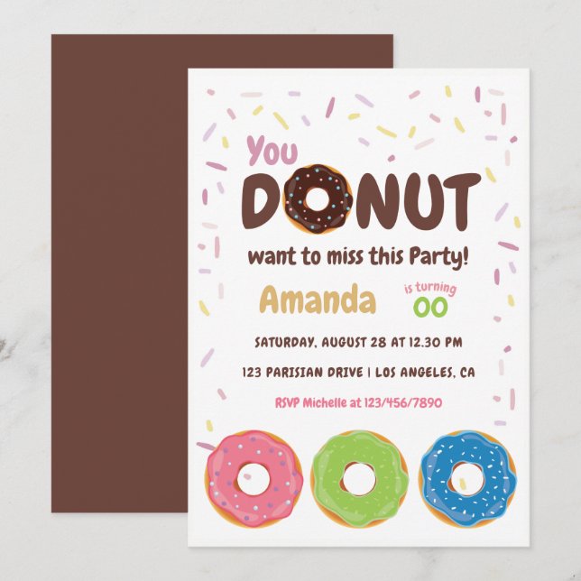 Invitation à la fête des Donuts (Devant / Derrière)