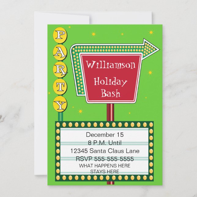 Invitation à la fête des fêtes de l'enseigne rétro (Devant)