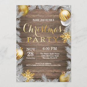 Invitation à la fête des fêtes de Noël Rustique et