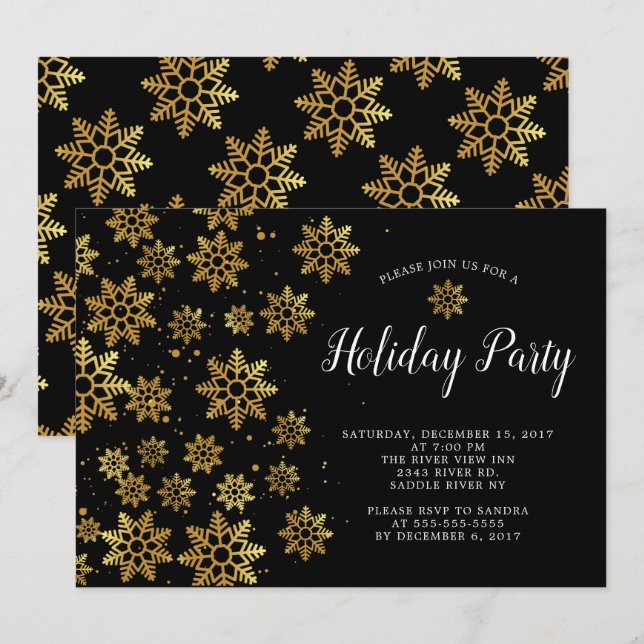 Invitation à la fête des Fêtes des Golden Snowflak (Devant / Derrière)