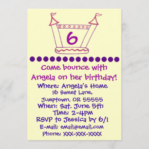 Invitation à la fête des filles de Bouncy House