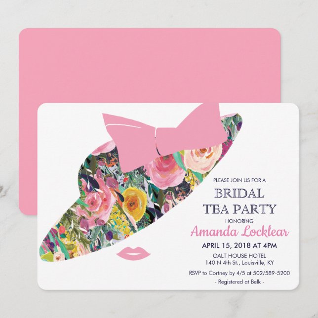 Invitation à la Fête des mariées de thé Casquette  (Devant / Derrière)