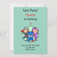 Invitation à la fête des Petits Super Héros 