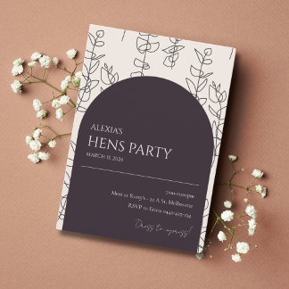 Invitation à la Fête des poules d'arc floral chic