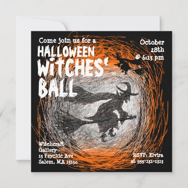 Invitation à la fête des sorcières de Ball Hallowe (Devant)