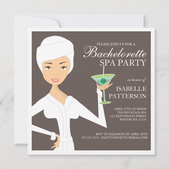 Invitation à la fête des Spas de la mariée moderne (Devant)