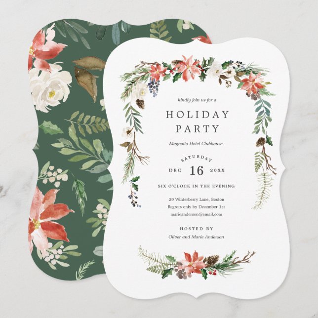 Invitation à la Fête des Vacances Garland (Devant / Derrière)