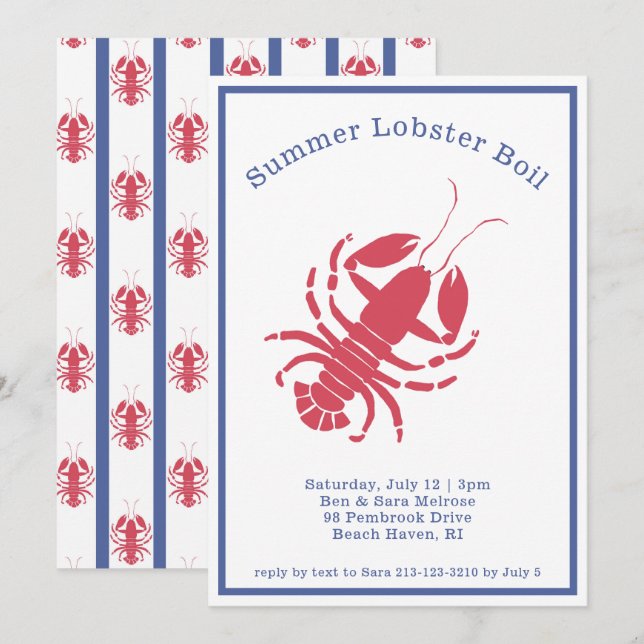 Invitation à la fête d'été du homard (Devant / Derrière)
