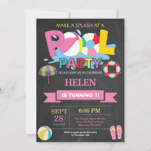 Invitation à la fête d'été piscine Splash Splash F