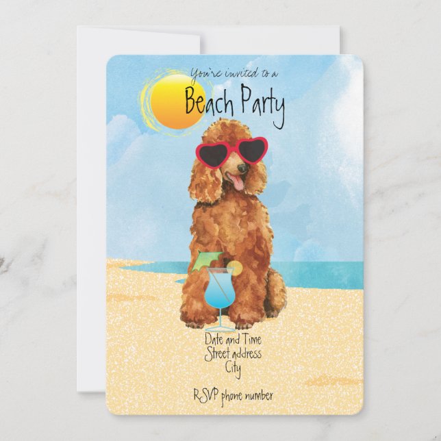 Invitation à la fête d'été Poodle Beach (Devant)