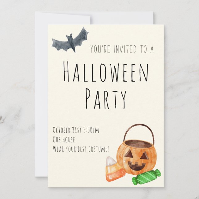 Invitation à la fête d'Halloween  (Devant)