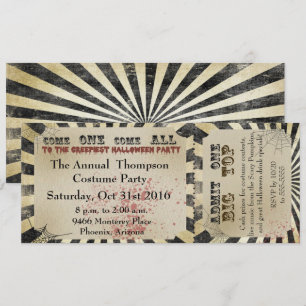 Invitation à la fête d'Halloween Billet de cirque