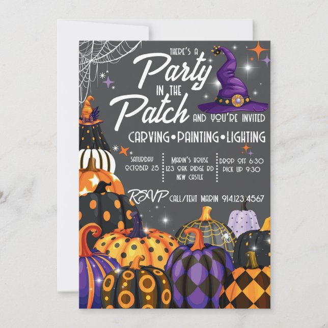 Invitation à la fête d'Halloween dans le Patch (Devant)
