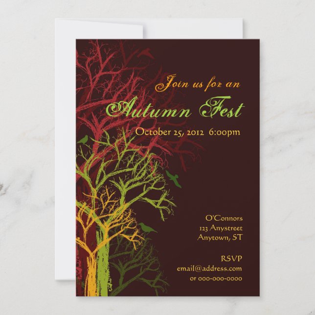 Invitation à la fête d'Halloween d'automne (Devant)