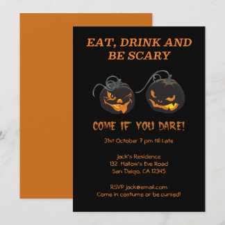 Invitation à la fête d'Halloween de deux Citrouill
