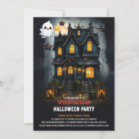 Invitation à la fête d'Halloween de la maison hant