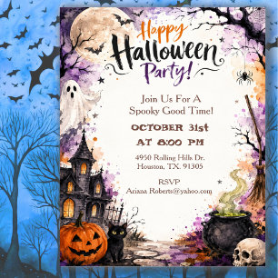 Invitation à la fête d'Halloween de la maison hant